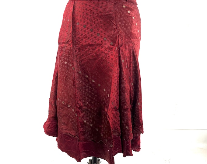 Pemberin Midi Wrap Skirt - Silk Brocade - Two Layer - A-Line - One Size (SKU:2034-10482)