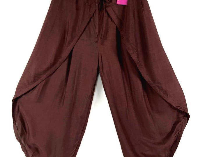 Brown Tulip Palazzo Pants; Rayon Split open leg harem trouser