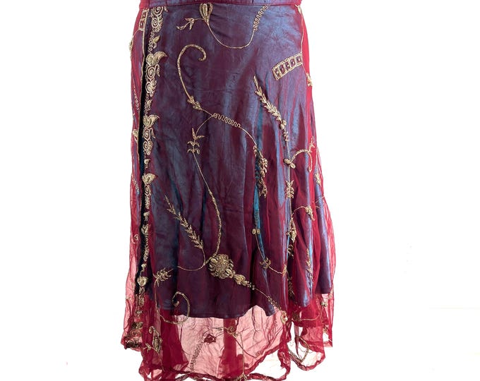 Aari Tari Midi Wrap Skirt - 2 layer handmade (SKU:2011-9881)