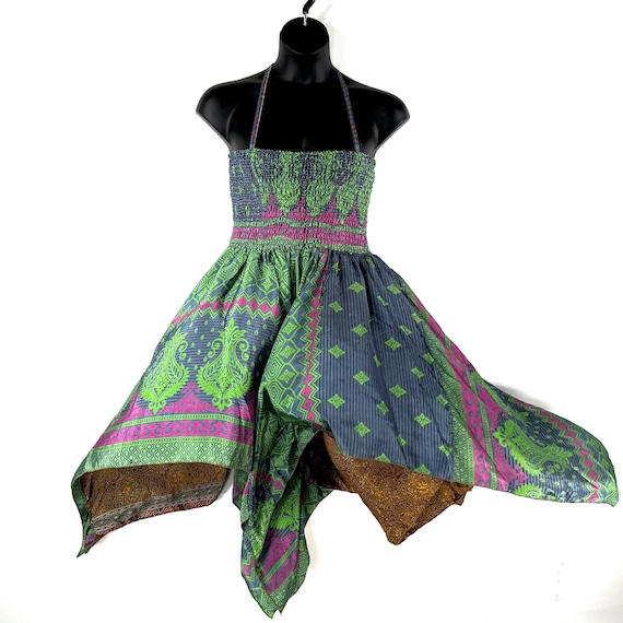green emerald velvet dress Violette Floral Blue Short Puff Smocked Dress