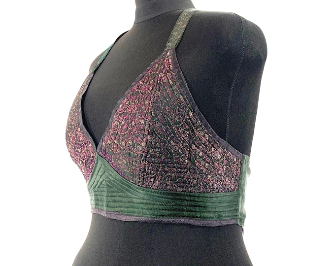 4XL. Phoenix Tribal Top. New cut in Up-cycled Silk brocade. Big Cleavage. SKU:1028-5914
