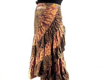 Kezia Gypsy Silk Wrap Skirt - Can be worn as a dress  (SKU:930-9929)