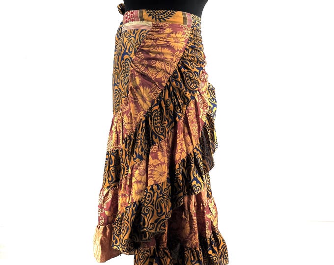 Kezia Gypsy Silk Wrap Skirt - Can be worn as a dress  (SKU:930-9929)