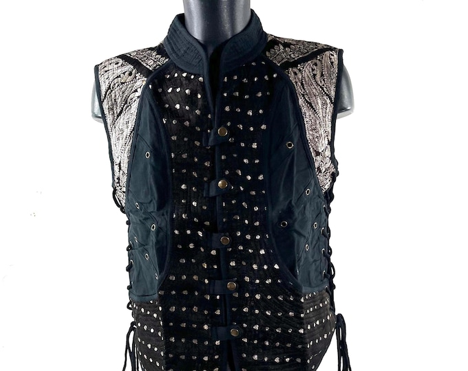 Steampunk Silk Brocade & Cotton Unisex Skanda Tunic (UK-L  SKU:483-10531)