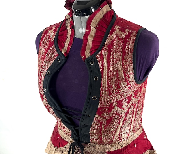 3XL. Isabella Corset Vest Dress; Silk Brocade handmade SKU:2001-9587