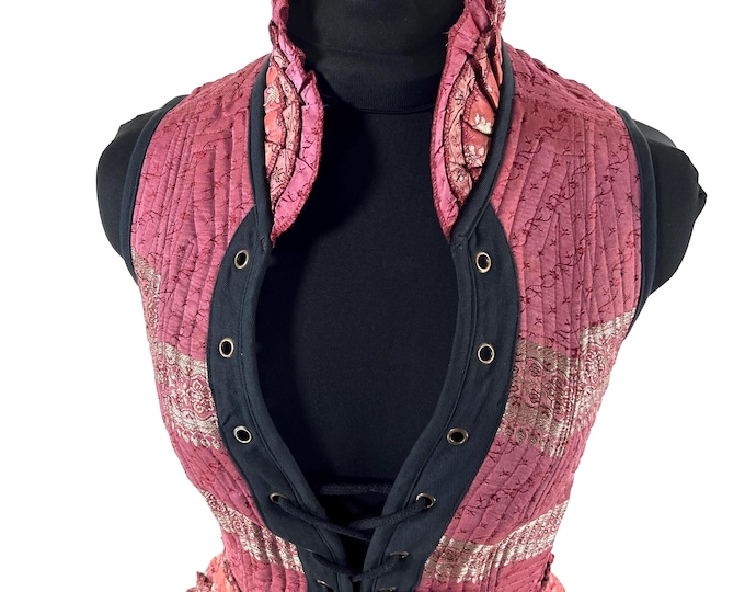 M. Isabella Corset Dress handmade in Silk brocade. Perfect for Steampunk or Renaissance Fairs SKU:2001-9632