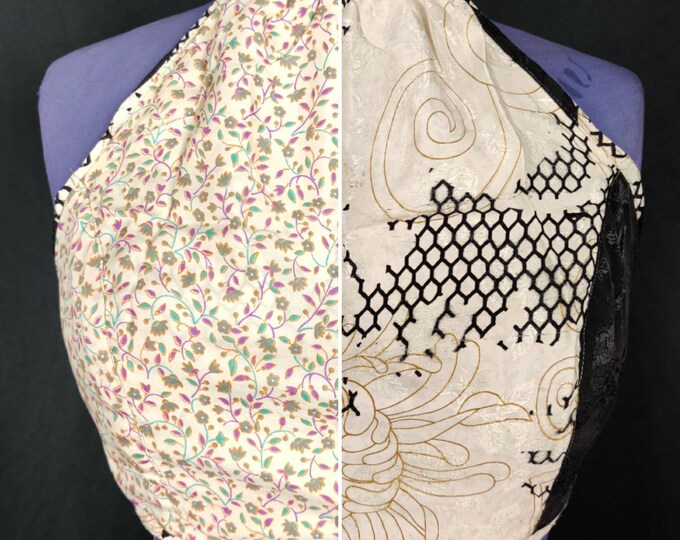 S/M Halter Crop Top, in Light Silk, Reversible (Rave/Festival Top) SKU:439-S/M
