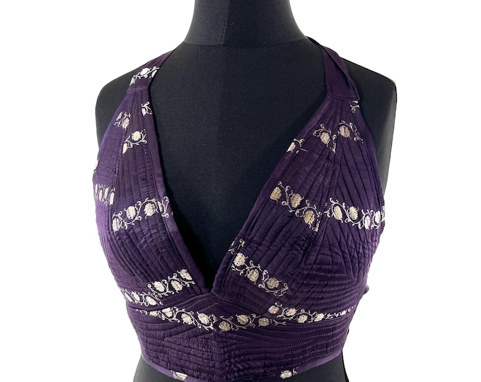 S Phoenix Tribal Top. New cut Bra handmade in Silk Brocade. SKU:1022-9475