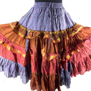 Yasmin 25 Yard Skirt handmade in Vintage Winter Silk, Maxi One Size; (28&quot;-42&quot; Waist) a Boho Cottagecore skirt SKU:740-8985