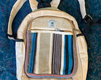 Hemp Backpack Rucksack laptop bag pure Nepal natural eco friendly hemp yarn.