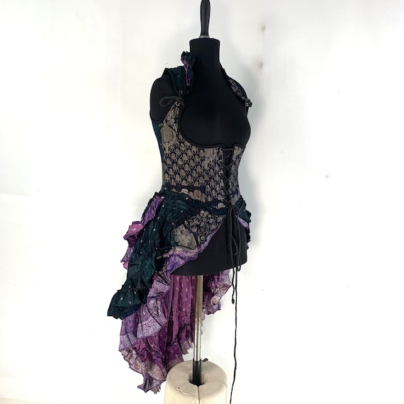 L. Elisa Bustier Corset Dress, Underbust Long Body in Silk Brocade. steampunk  Dress SKU:2004-4385 -  Canada