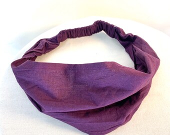 Childrens Purple Cotton Washable Headband Face Mask. bandana, scrunchies. FIT Head circumference 17” to 22”
