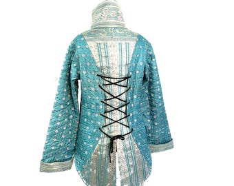 L. Silk Brocade Tailcoat - Pirate Highwayman - Fleece Lined (SKU:549-1695).