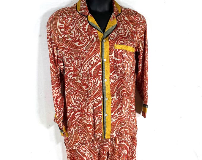 Sheer Sari Silk Pyjamas Set - Matching Lounge Wear with Travel Bag (Medium SKU: 726-10557)
