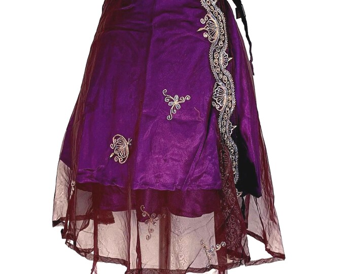 Lotus Flower, Aari Mini Wrap Skirt. Free size. Renaissance, Bohemian, Belly dance, Hippie, Gypsy, Boho