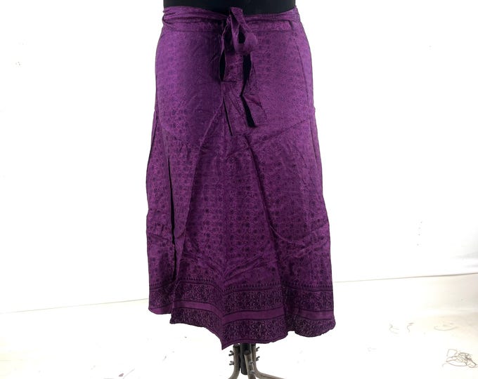 Pahala Midi Wrap Skirt in Upcycled Heavy Silk Brocade Sari. (One Layer A-Line Saree Wrap Skirt)  SKU:2031-10504
