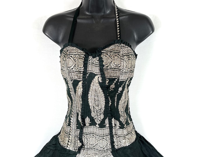 Vivienne Jumpsuit - Harem Style. In a heavier, quality Silk Brocade. One size. Womens Corset Dungarees SKU:550-7601