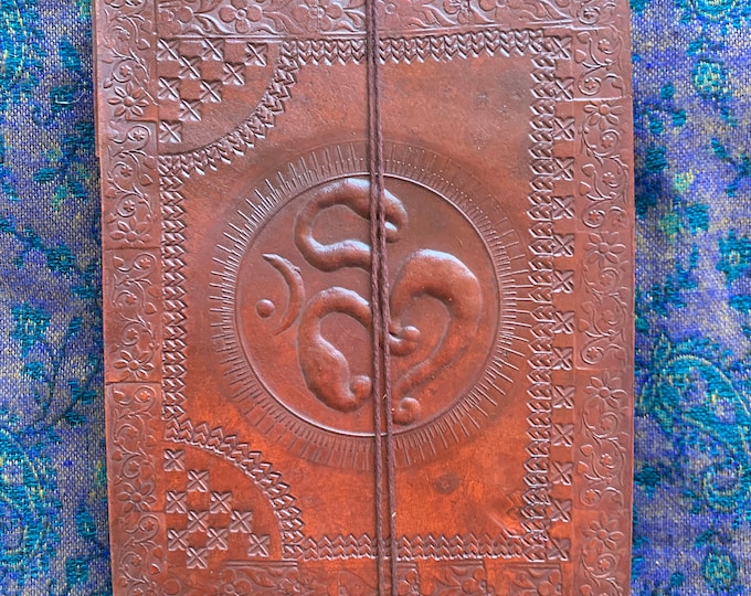 Om symbol Embossed on Leather Journal. Perfect for notebook, Photos Drawings or Cuttings. A perfect  gift.