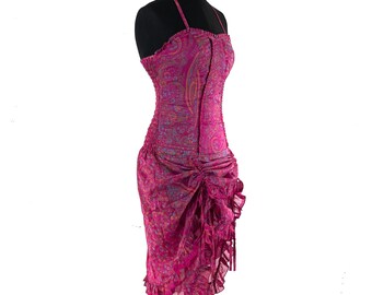 Ruby Fantasy Agni Silk SunDress; Light-weight handmade Summer Elven, Ruffle, Fairycore, Cottagecore dress.  SKU:735-B-9349