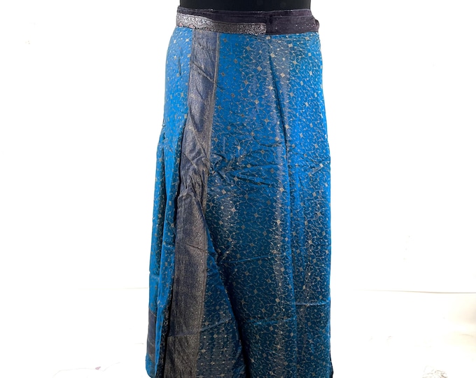 Pahala Maxi Wrap Skirt. Upcycled Vintage Heavy Silk Brocade Sari. One Layer A-Line Wrap Skirt SKU:2032-10492