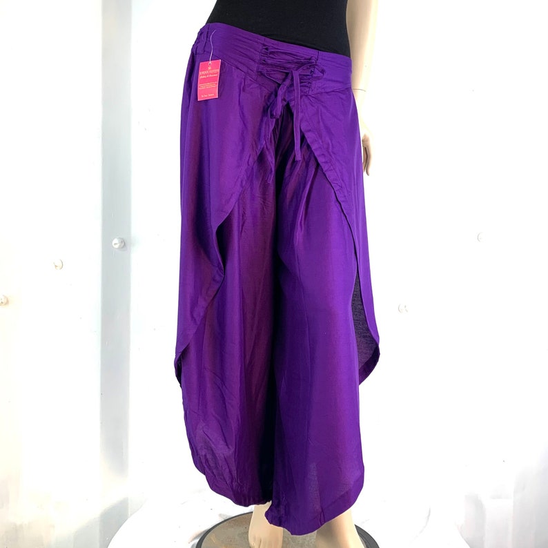 Purple Tulip Palazzo Pants in Rayon Split open leg harem trouser Why buy boring image 7