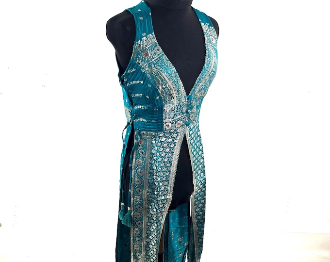 Goddess Dress; Silk Brocade Priestess Ceremony Temple Dress.  UK-M/L   (SKU: 3101-10398)