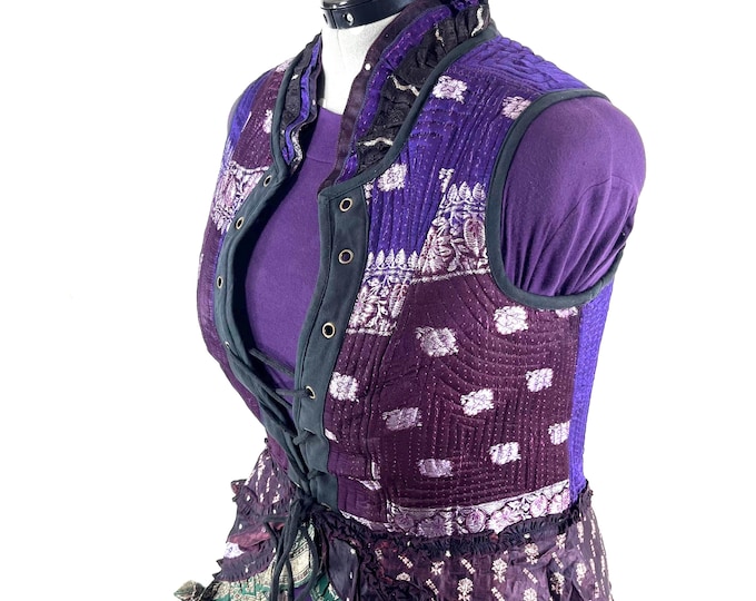 3XL. Isabella Corset Vest Dress; Silk Brocade handmade SKU:2001-9583