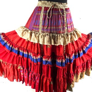 Jazmyn 25 Yard Skirt handmade in Vintage Summer Silk, Maxi One Size; (28&quot;-42&quot; Waist) a Boho Cottagecore skirt SKU:738-8995