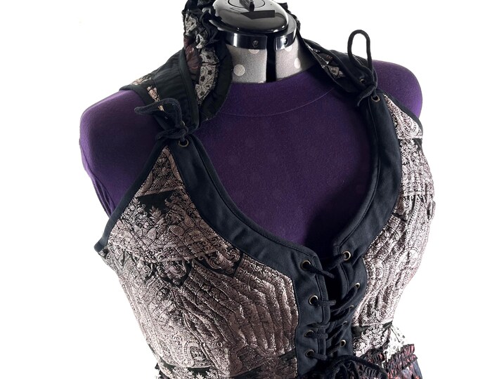 5XL Varuna Corset Dress in Silk Brocade with long body. SKU:2002-10199