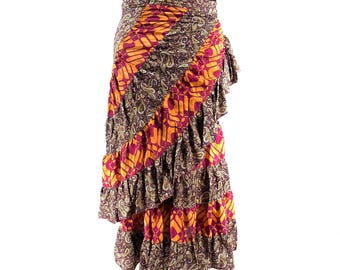 Kezia Gypsy Silk Wrap Skirt - Can be worn as a dress  (SKU:930-9922)