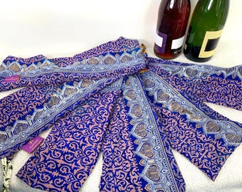 Fabric Reusable Silk Bottle Bags - Drawstring - Six Pack  6"x18" - Bottle Gift Wraps.