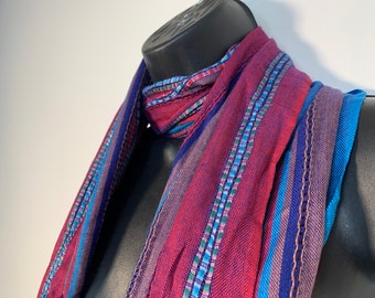 Stripey Happy Muffler Scarf. A Quality Dress Scarf, Face Mask an ideal Valentine's Day present for him or her.