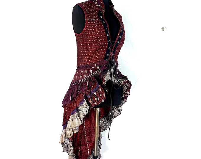 M. Isabella Corset Steampunk Dress in Silk brocade.