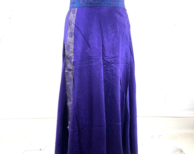 Pahala Maxi Wrap Skirt. Upcycled Vintage Heavy Silk Brocade Sari. One Layer A-Line Wrap Skirt SKU:2032-10496