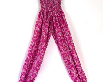 Tina Silk Pantaloon - One Size - High Crotch Harem Trousers - Pink