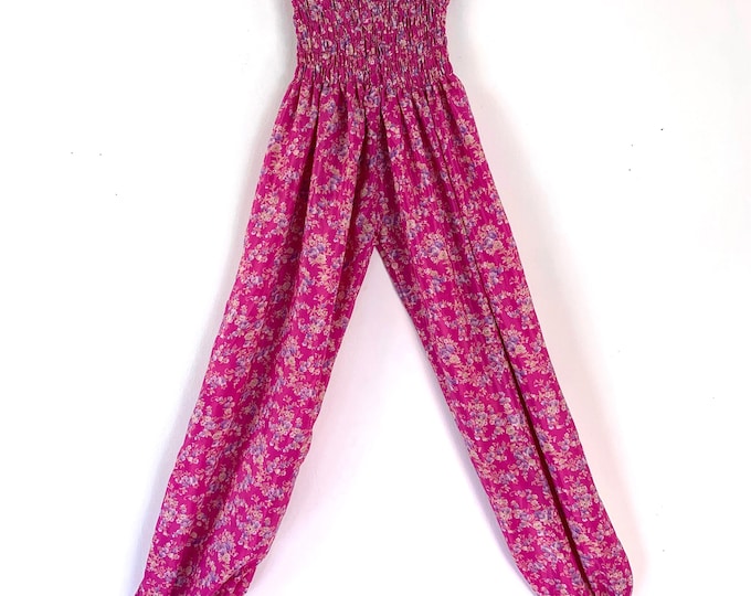 Tina Silk Pantaloon - One Size - High Crotch Harem Trousers - Pink