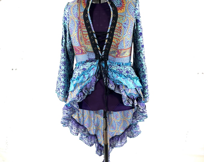 4XL. Seraphina Corset Dress, Silk, Long Sleeves, Handmade.  SKU:1011-9281