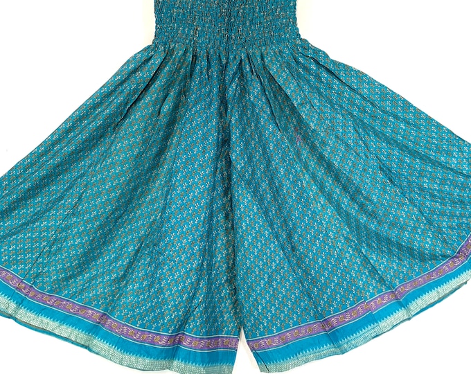 2XL. Emilie Short Leg Culottes in Summer Silk, One-Size Plus Plus with Elasticated Waist. (Wide Leg Palazzo Pants)  SKU:823-6193