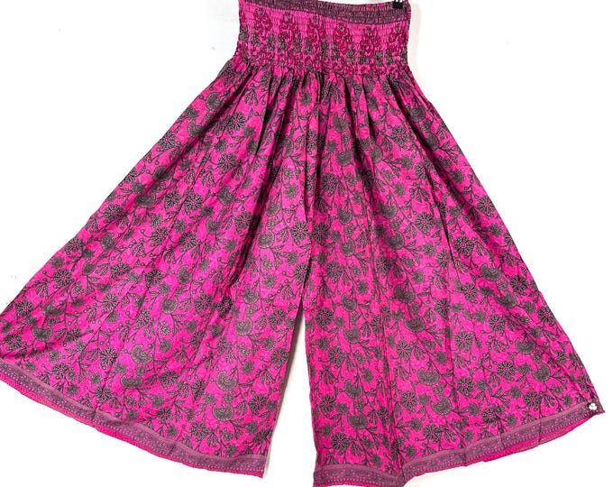Corlissa Plus Plus Size Culottes in Summer Silk with 2XL Elasticated Waist, Great for a fuller figure. (Wide Leg Palazzo Pants) SKU:837-8621