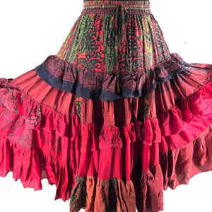 Jazmyn 25 Yard Skirt handmade in Vintage Summer Silk, Maxi One Size; (28&quot;-42&quot; Waist) a Boho Cottagecore skirt SKU:738-8967
