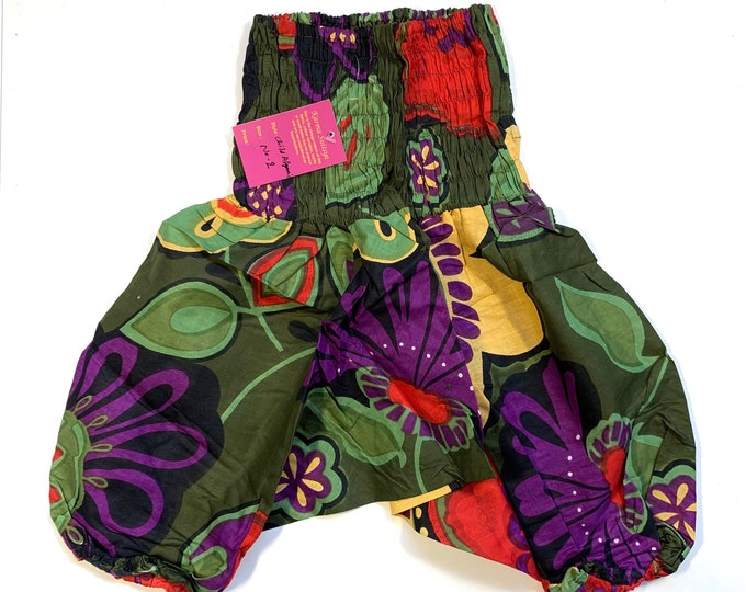 Child Size 2 Crawler, Cotton Harem Pants, Kids Drop-Crotch Trousers, Ali Baba, Afghan Pants