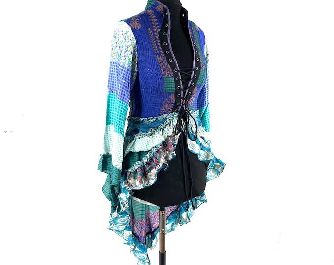 L. Seraphina Corset Dress, Silk, Long Sleeves, Handmade. SKU:1007-9307