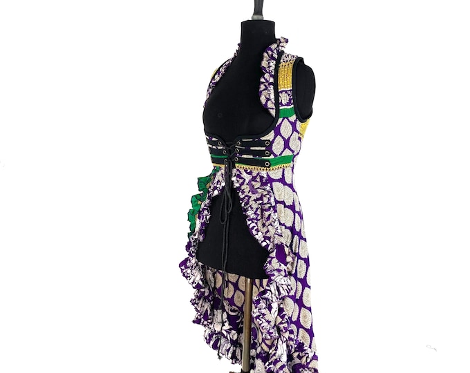 M. Celeste Bustier Dress, Underbust Corset with adj tail length. Vintage Silk. Cosplay, LARP, Steampunk, Fairy, Renaissance