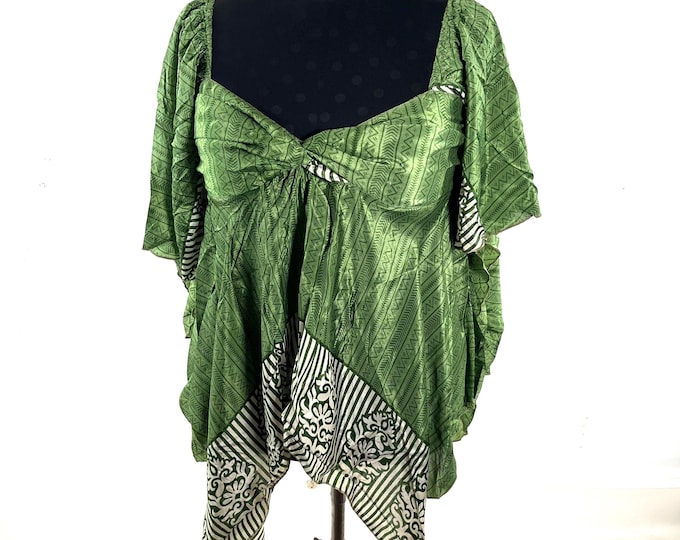 Stevie Boho Floaty Silk Top - Summer Blouse XL Size (SKU:450-10400)