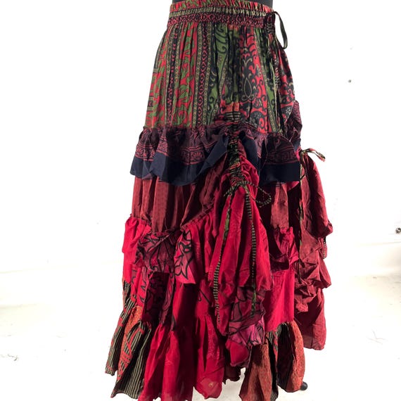 Jazmyn 25 Yard Skirt - Handmade - Vintage Summer Silk - Maxi One