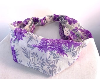 Silk Headband - neck-scarf, bandana, scrunchy, Face Mask. Option to add buttons, Fits Head circumference 19” to 23”