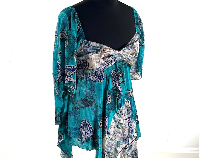 Stevie Boho Floaty Silk Top - Summer Blouse One Size (SKU:440-10363)