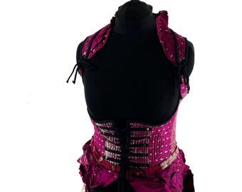 3XL Elisa Bustier Dress; Underbust Corset in Silk Brocade with long body. (SKU:2004-10238)