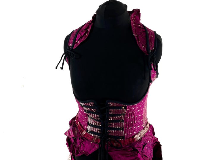 3XL Elisa Bustier Dress; Underbust Corset in Silk Brocade with long body. (SKU:2004-10238)