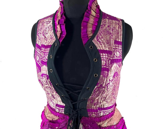 XL. Isabella Corset Dress; handmade in Silk brocade. Perfect for Steampunk, REN, Tribal events & parties SKU:2001-9607